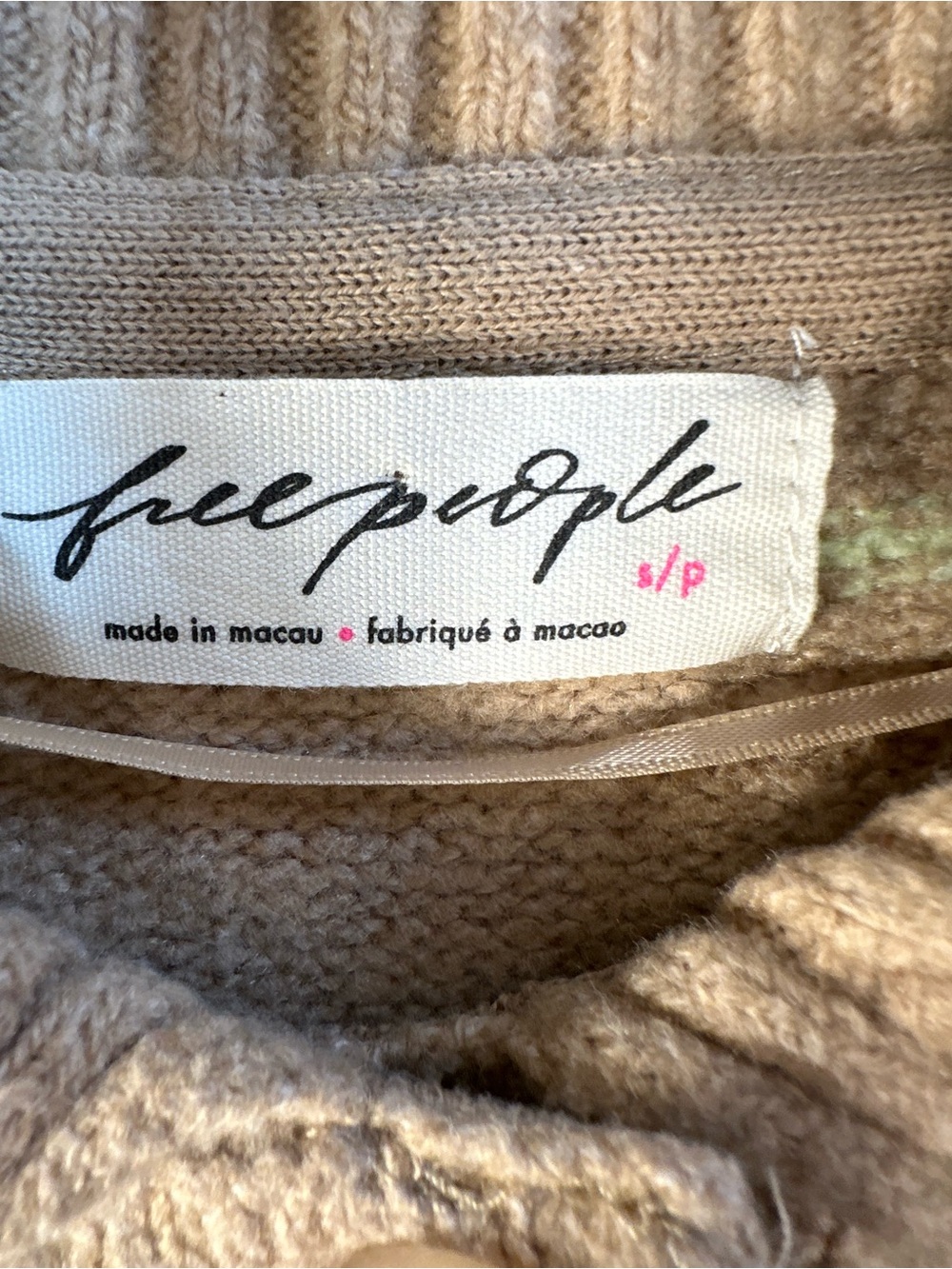 Free People Trading Up Striped Polo Sweater Tan Multi Stripe Collar Buttons S - Picture 6 of 9